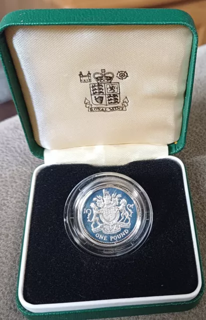 1983 silver proof,  Piedfort One Pound coin.