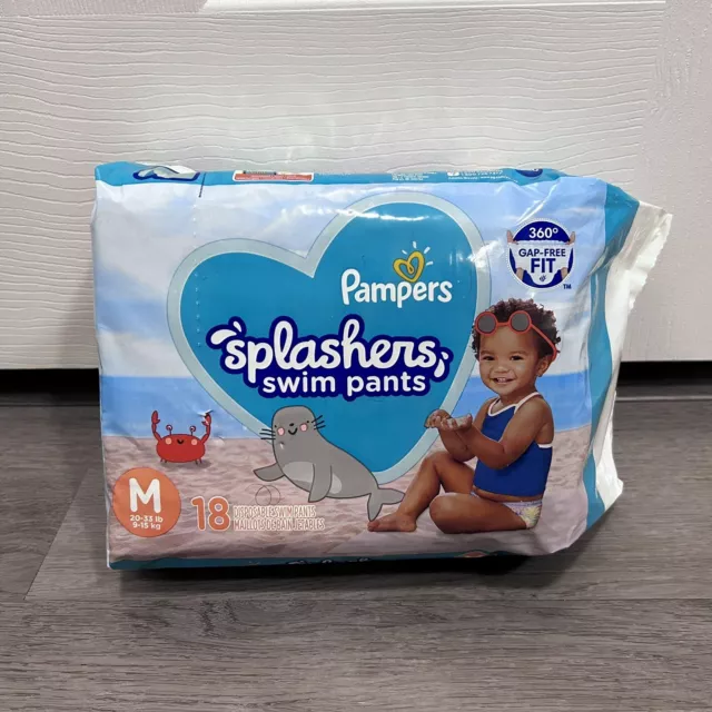 Pampers Splashers Swim Pants Medium 20-33 lb 9-15kg 18Ct Disposable Unopened