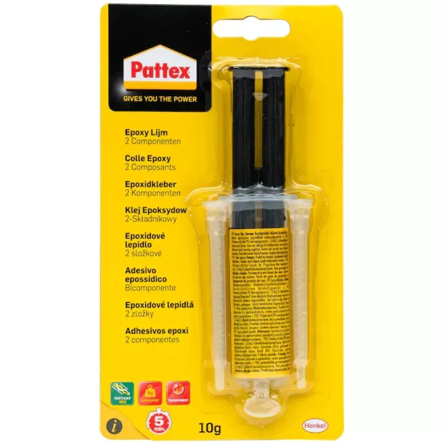 Pattex Colle époxy à deux Composants 2 Bi-composant Plastique Bois Métal Pierre