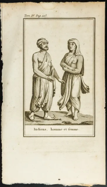 1806 - Gravur Antik Indianer Mann Und Frau - Trachten Indien