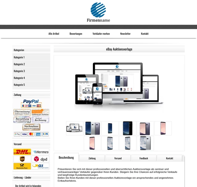 eBay Auktionsvorlage Template Responsive  2023 +Editor