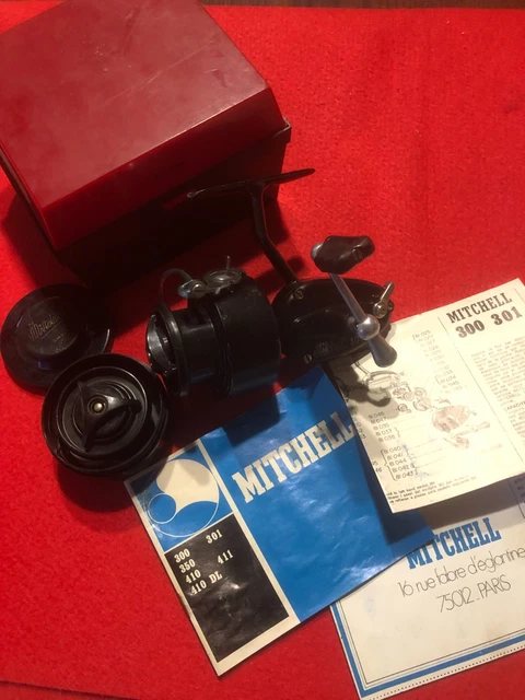 ANCIEN MOULINET MITCHELL 300 + BOBINE + NOTICES + BOÎTE / BON ETAT