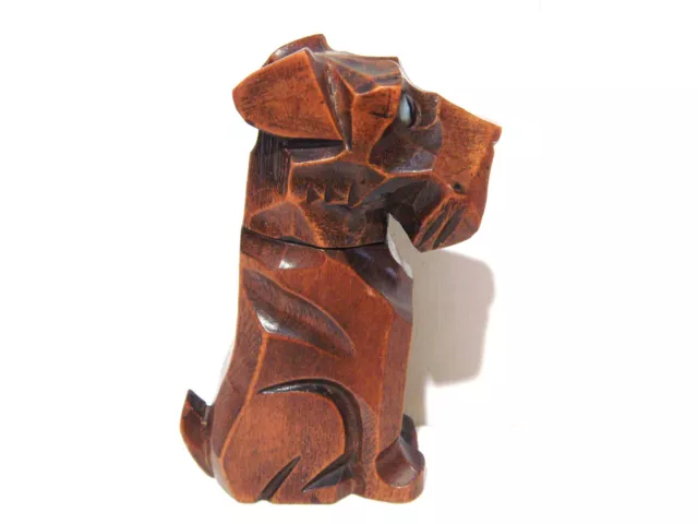 VINTAGE 1930s ART DECO BLACK FOREST BRIENZ WOOD SCOTTIE PETROL TABLE LIGHTER 3