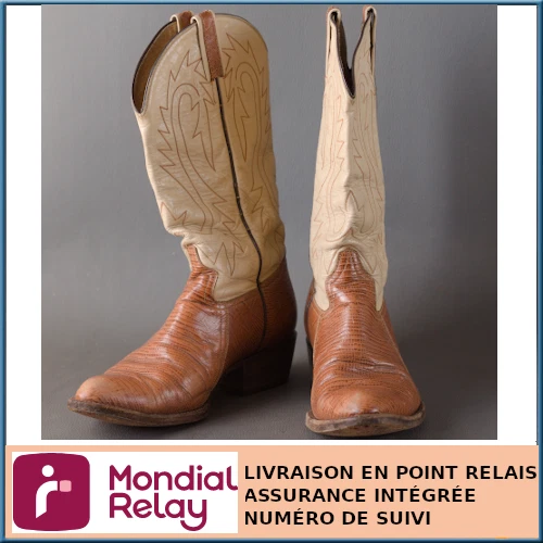 Paire De Santiag Bottes  En Cuir