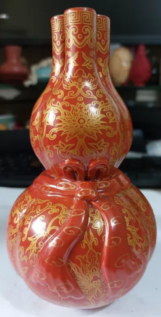Chinese Double Gourd Shaped Vase With Triple Neck Republic Style C20th