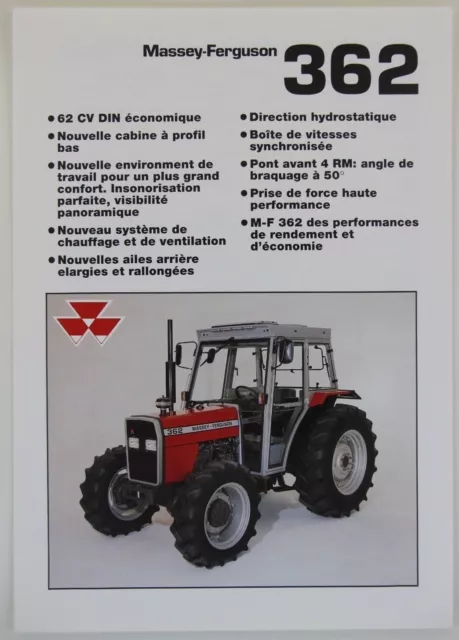 prospectus Massey ferguson tracteur MF 362 traktor tractor trattore