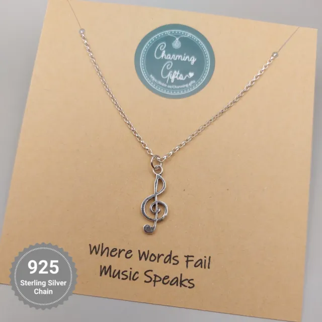 Treble Clef Silver Necklace Tibetan Silver Personalised Musician Orchestral Gift