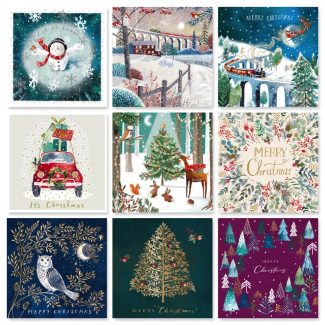 Ling Design Festive Christmas Stunning Foil Finish Charity Pack of 6 Xmas Cards
