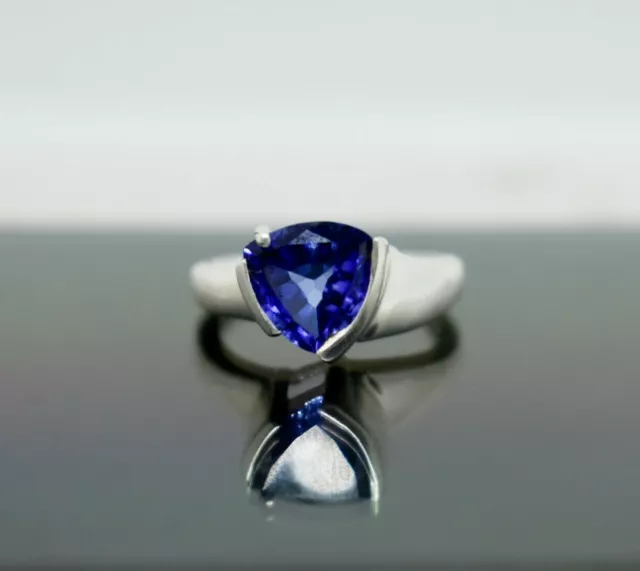 bold 925 sterling silver trillion faceted tanzanite gemstone ring handmade gift