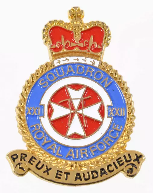 Queens Crown XXII 22 Squadron RAF Royal Air Force Enamel Brooch Badge