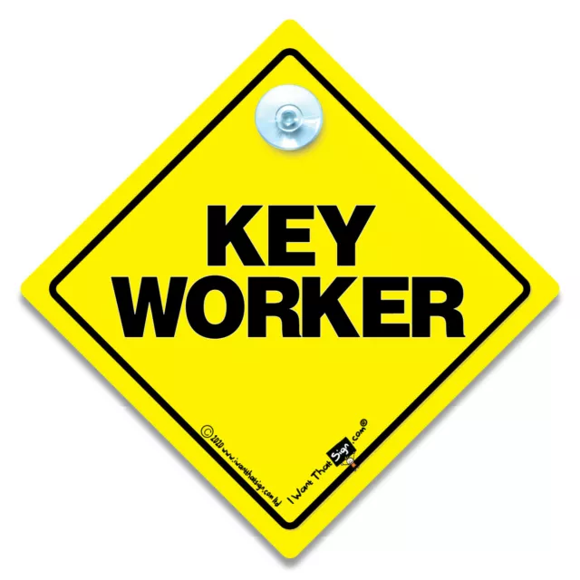 Keyworker Car Sign Keyworker Sign Suction Cup Car Sign for Keyworkers