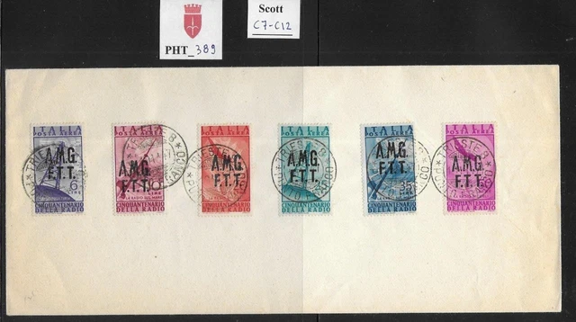 PHT_389. TRIESTE FTT. Long 1947 FDC w. CINQUANT. RADIO air set. Scott C7-C12.