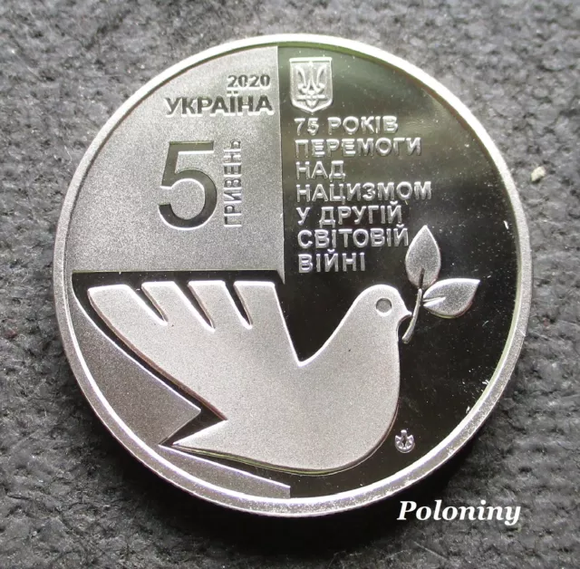 COIN OF UKRAINE 5 HRYVEN 2020 WORLD WAR II - 75th ANNIVERSARY OF VICTORY (MINT)