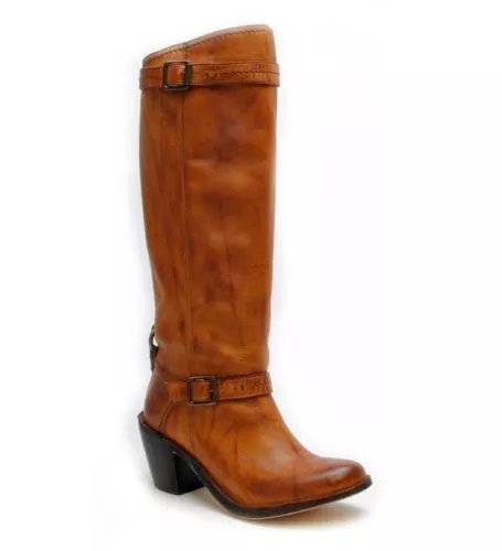 New in Box Frye Women's Carmen Inside Zip Boots 77386 Saddle Size 6