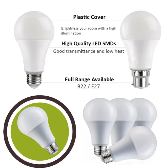 LED Birne B22/E27 Bajonett GLS Lampe Glühbirnen Kühlweiß Warmweiß 3W - 25W