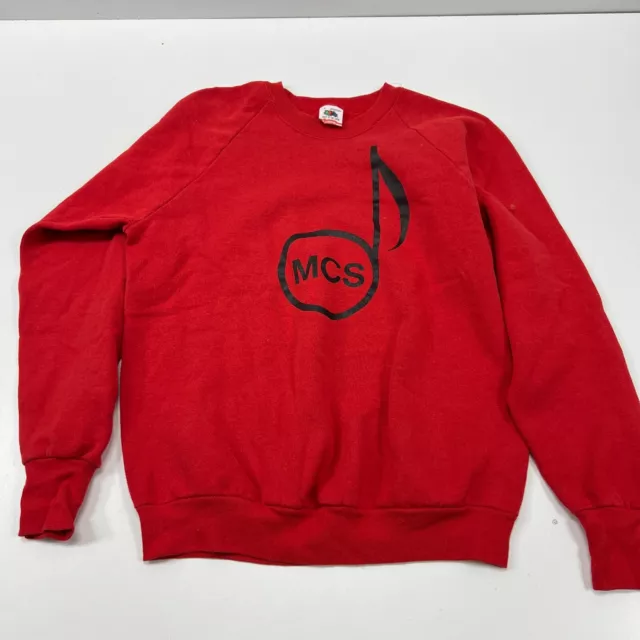 Hanes Red Vintage Honor Band Patch Graphic Crewneck Sweatshirt Size Large