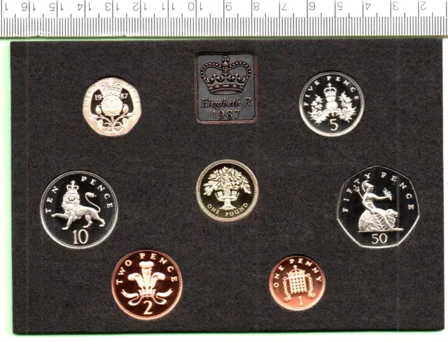 1987 Royal Mint Genuine Standard 7 Coin Proof Year Set With Paperwork (Dt-13)