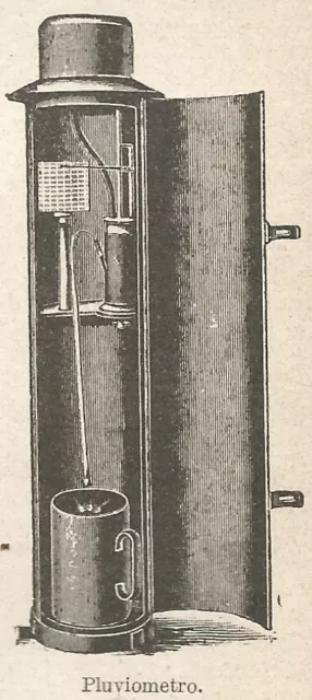 A7418 Pluviometro - Stampa Antica del 1929 - Xilografia