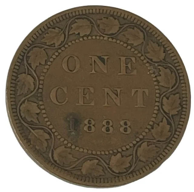 1888 Canada Large One Cent Coin Rare Canadian 1 Penny Queen Victoria Bronze KM#7
