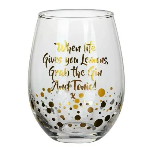 New Gin Glass Stemless Bubble Gold Gift Party Drinking Champagne Wine Tonic Home