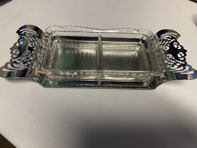 Vintage Krome Kraft Relish Tray, Chrome Farber Brothers Condiment Server, 1930
