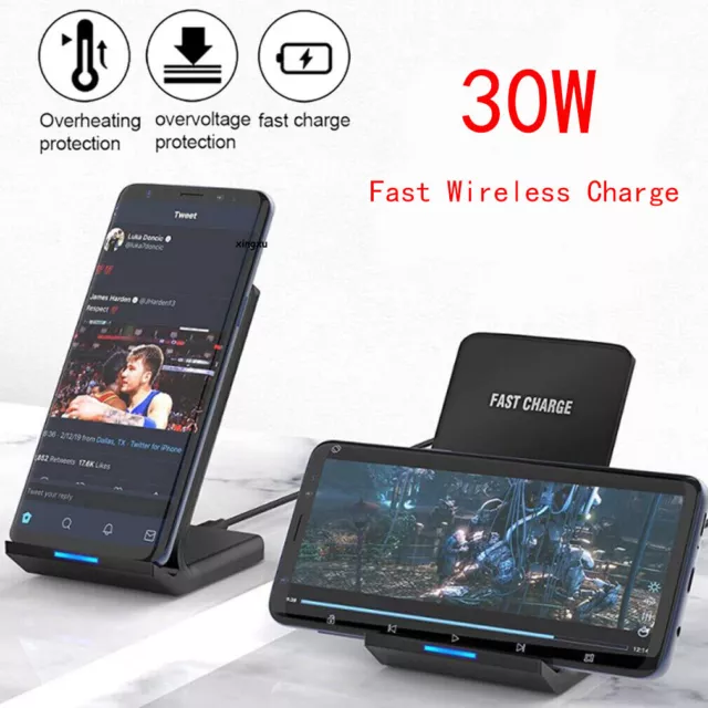 30W Fast Qi Wireless Charger Dock Charging Stand For iPhone 11 12 13 14 Pro Max