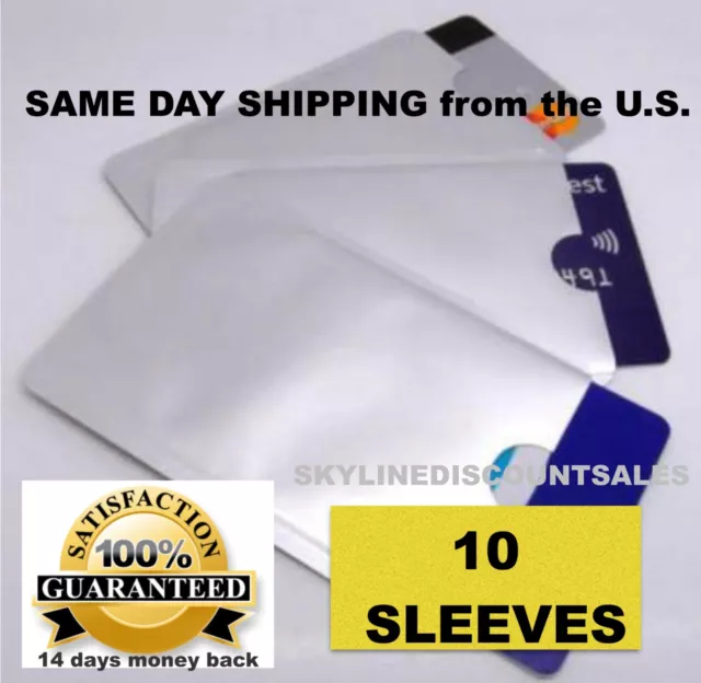10 PACK HIGH LEVEL RFID Blocking Credit Card Sleeve Theft Protector Chip Shield