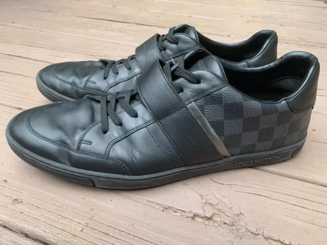 $1089.00 !! LOUIS VUITTON MEN LUXURY BROWN/ BLACK SHOES SNEAKERS MARKED  SIZE 7.5
