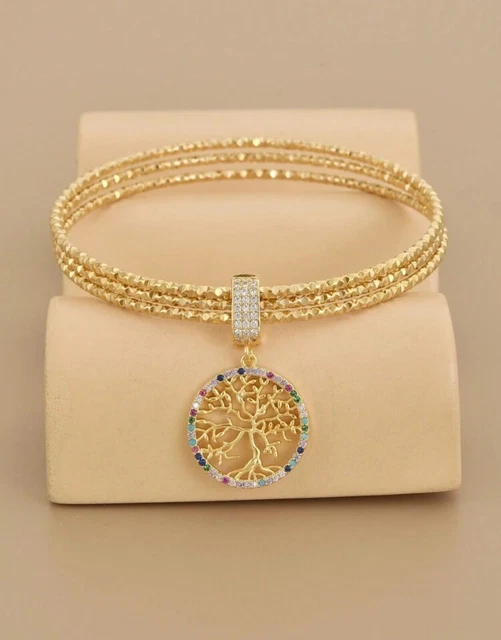 Bracelet Doré Turquoise Pour Femme – Multi-rangs En Acier Inoxydable – Bijou Fantaisie Tendance – Neuf Sans Emballage