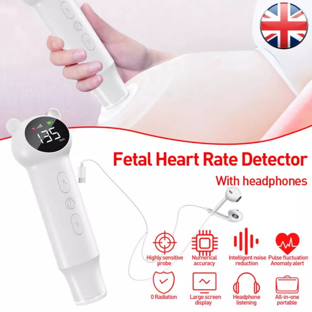 Fetal Doppler Detector Baby Heart Beat Rate Probe Prenatal Monitor Ultrasonic UK