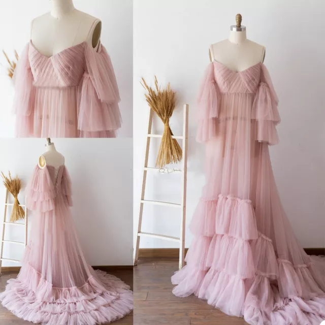 Pink Sexy Women Sleepwear Bathrobe Straps Nightwear Robes Wedding Dress Pleated
