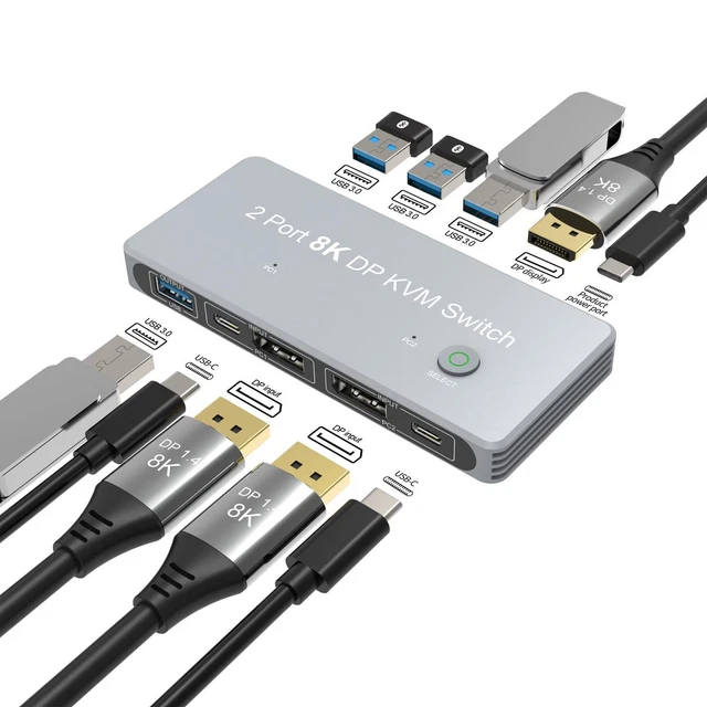 MLEEDA 8K DisplayPort KVM Switch – Für 2 PCs, 2  Produktbild-Vorschau 4