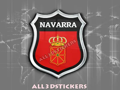 Pegatina Emblema 3D Relieve Bandera Navarra - Todas las Banderas del MUNDO