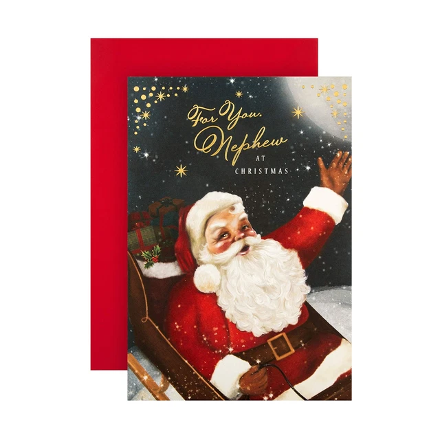 Biglietto Con Lamina Oro Rilievo Biglietto Di Natale Per Nipote Speciale Auguri Luminosi E Personalizzati Design 1010282