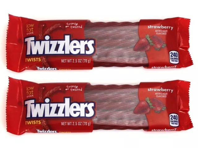 2x Twizzlers Strawberry Twists 70g Low Fat Snack American Candy