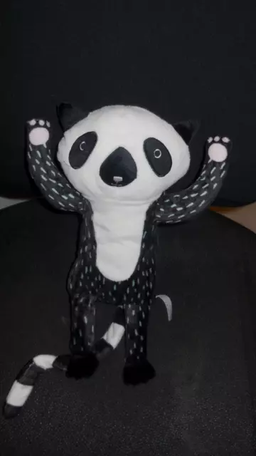 doudou peluche lémurien paresseux noir blanc HEMA 31 cm - état NEUF -