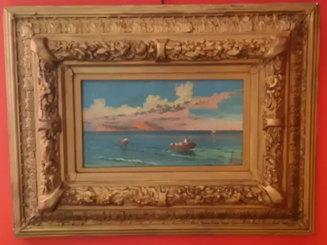 scuola di Posillipo Capri Napoli antico quadro dipinto olio su tela fto A Cervi
