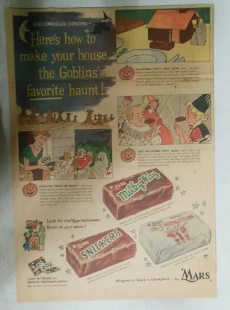 Milky Way Candy Bar Ad: Mars Bars ! from 1950's Size: 11 x 15 inch