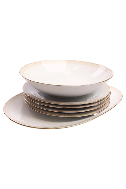 Colección de vajilla TIRSCHENREUTH BAVARIA blanco borde dorado