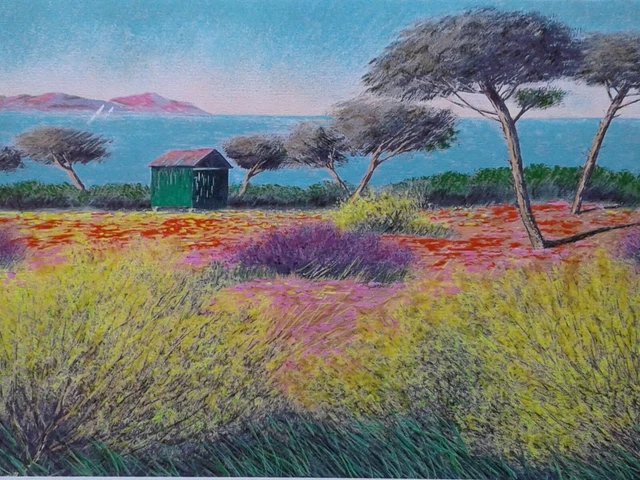 Mario Soave Serigrafia Firmata  arte figurativa paesaggio alberi quadro arredo