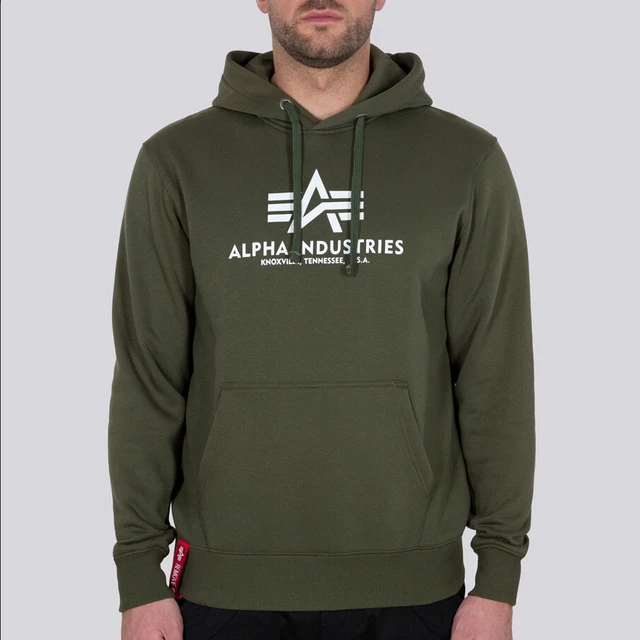 Alpha Industries Pullover con Cappuccio Uomo Base Felpa Verde 178312-257