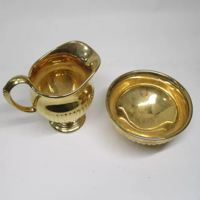 Royal Winton Grimwades Golden Age Milk Jug / Creamer & Sugar Bowl Gold Tone