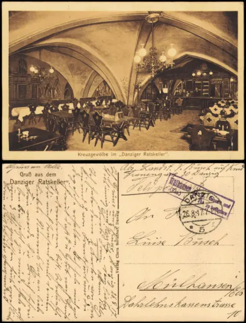 Postcard Danzig Gdańsk/Gduńsk Danziger Ratskeller 1917  gel. Feldpoststempel