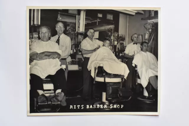 Full Barber Shop Interior Occupational Photo Theo A Kochs Chair Vintage Clippers