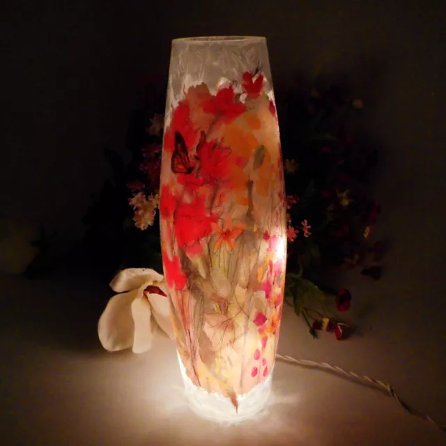 Stony Creek Decorative Lighted Glass Pastel Flowers Butterflies 12" Vase ATN09B 2