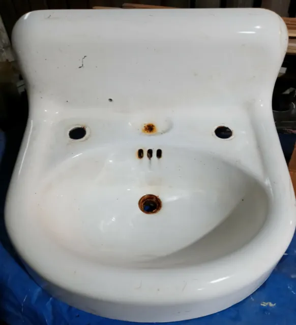 Vintage Cast Iron Sink - Bathroom - 21" x 19" x 6" deep (exterior edge 5" tall)