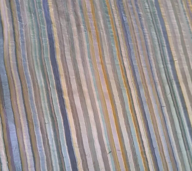 Saturday Knight LTD Fabric Shower Curtain Blue Yellow Striped Pastel Modern 3