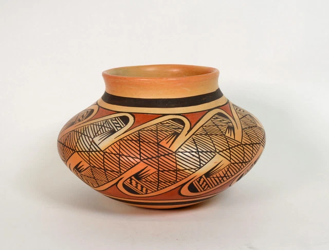 Hopi Pottery Jar by Elva Nampeyo; Migration Motif 4.25" x 6.75" Hopi Pottery Jar by Elva Nampeyo; Migration Motif 4.25" x 6.75"