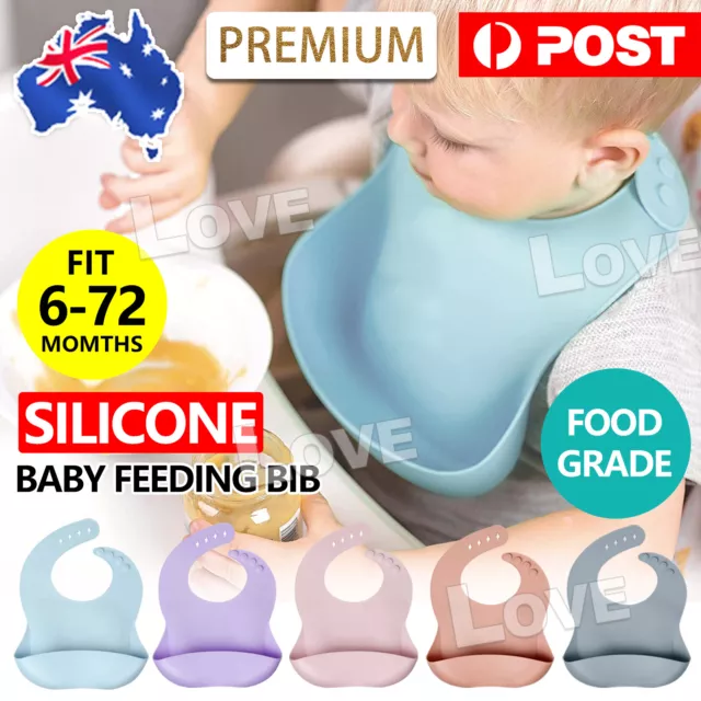 Silicon Waterproof Easy Clean 0-6 Toddler Kid Pouch Baby Feeding Bib Apron Smock