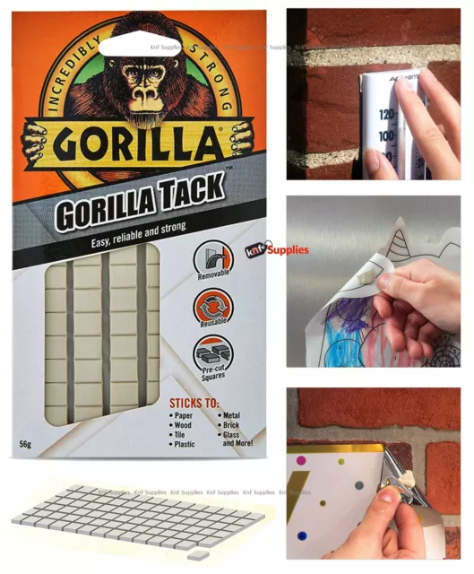 Gorilla Removable Mounting Putty Tack Tabs Squares Sticky Pads Adhesive